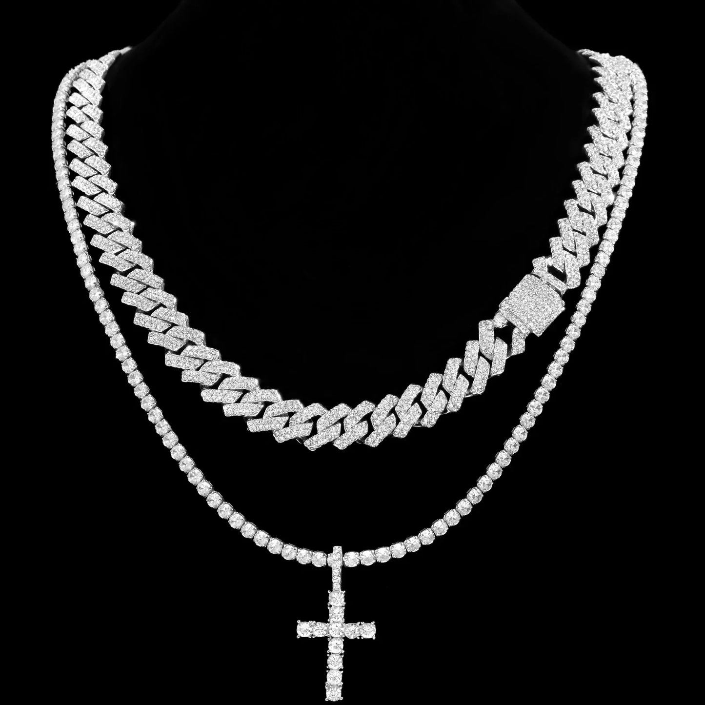 Cross Iced Cuban Link Set